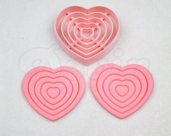 Heart polymer clay cutters set - 3d printed polymer clay tools