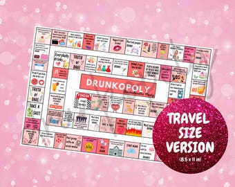 Drunkopoly Bachelorette Party Drinking Game, Travel Size