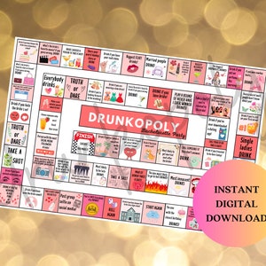 DRUNKOPOLY! (Digital Download) Bachelorette Party Drinking Game, Bridal Party, Bridesmaid Gift, Bachelorette Party Game, Bridal Party