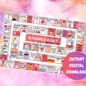DRUNKOPOLY! (Digital Download) Bachelorette Party Drinking Game, Bridal Party, Bridesmaid Gift, Bachelorette Party Game, Bridal Party
