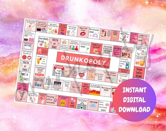 Juego de despedida de soltera Drunkopoly, juego de beber para despedida de soltera (descarga digital)