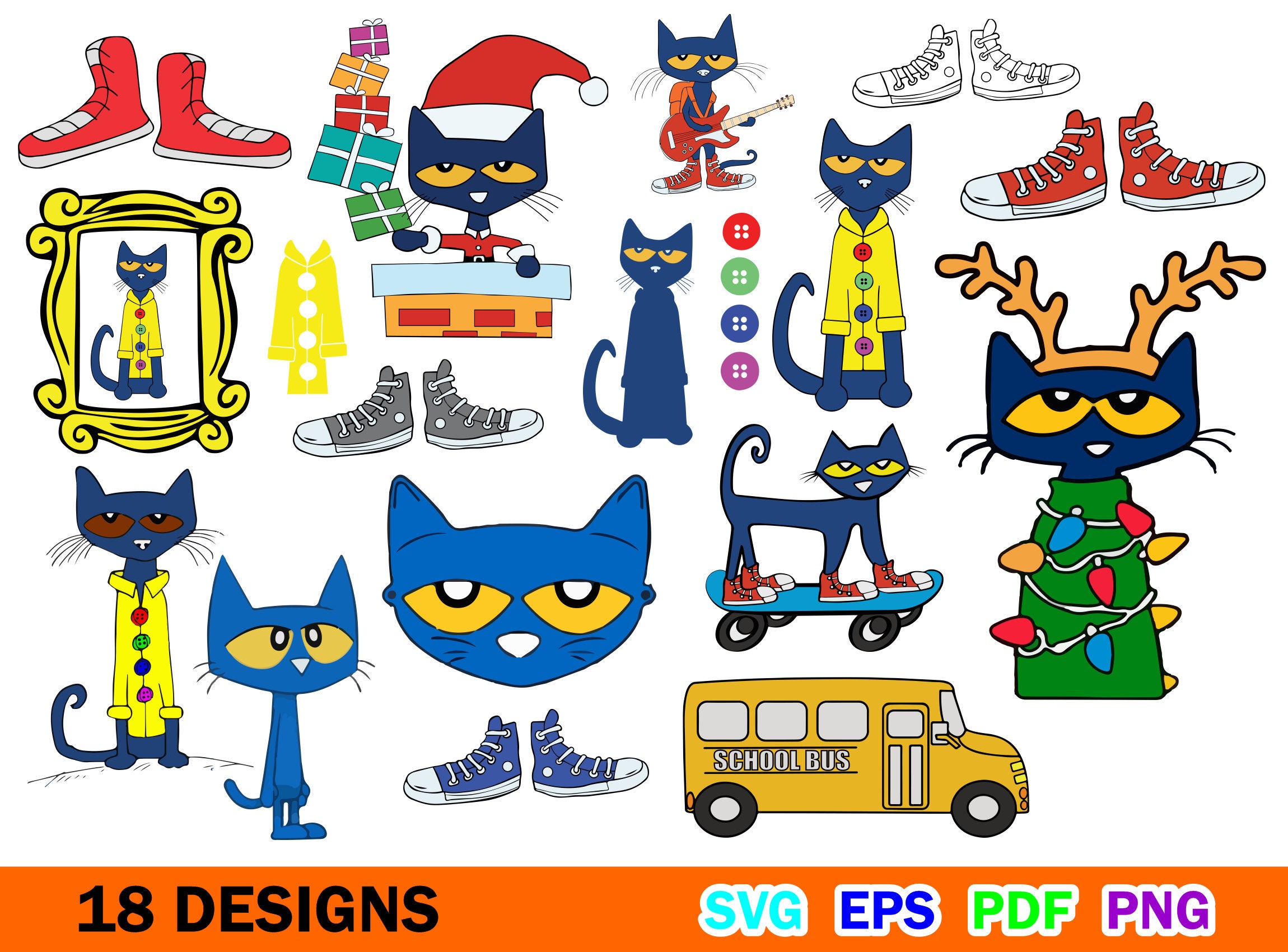 Pete the cat svg filePete the cat svg bundlePete the cat svg | Etsy