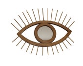 Mirror rattan bamboo wicker eye style vintage French handmade boho folk tiki