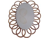Old rattan mirror bamboo wicker flower sun vintage French 50 60 France