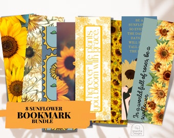 Sunflower Bookmark Bundle, Laminated Bookmarks, Bookmark Set, Sunflower Gifts