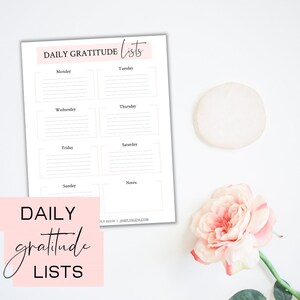 Gratitude Lists, Gratitude Planner, Daily Gratitude List, Planner Page, Weekly Gratitude Page, Instant Download, Digital Download