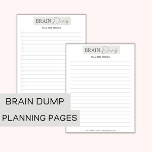 Brain Dump Printable, Brain Dump Planner Insert, Brain Dump Planning Page, Checklist, Planner Insert, Digital Planners, Planning Page