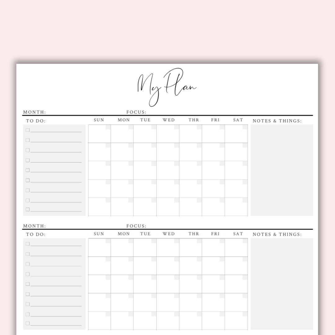 3 Month Calendar, 3 Month Printable Calendar, 90 Day Plan, Instant