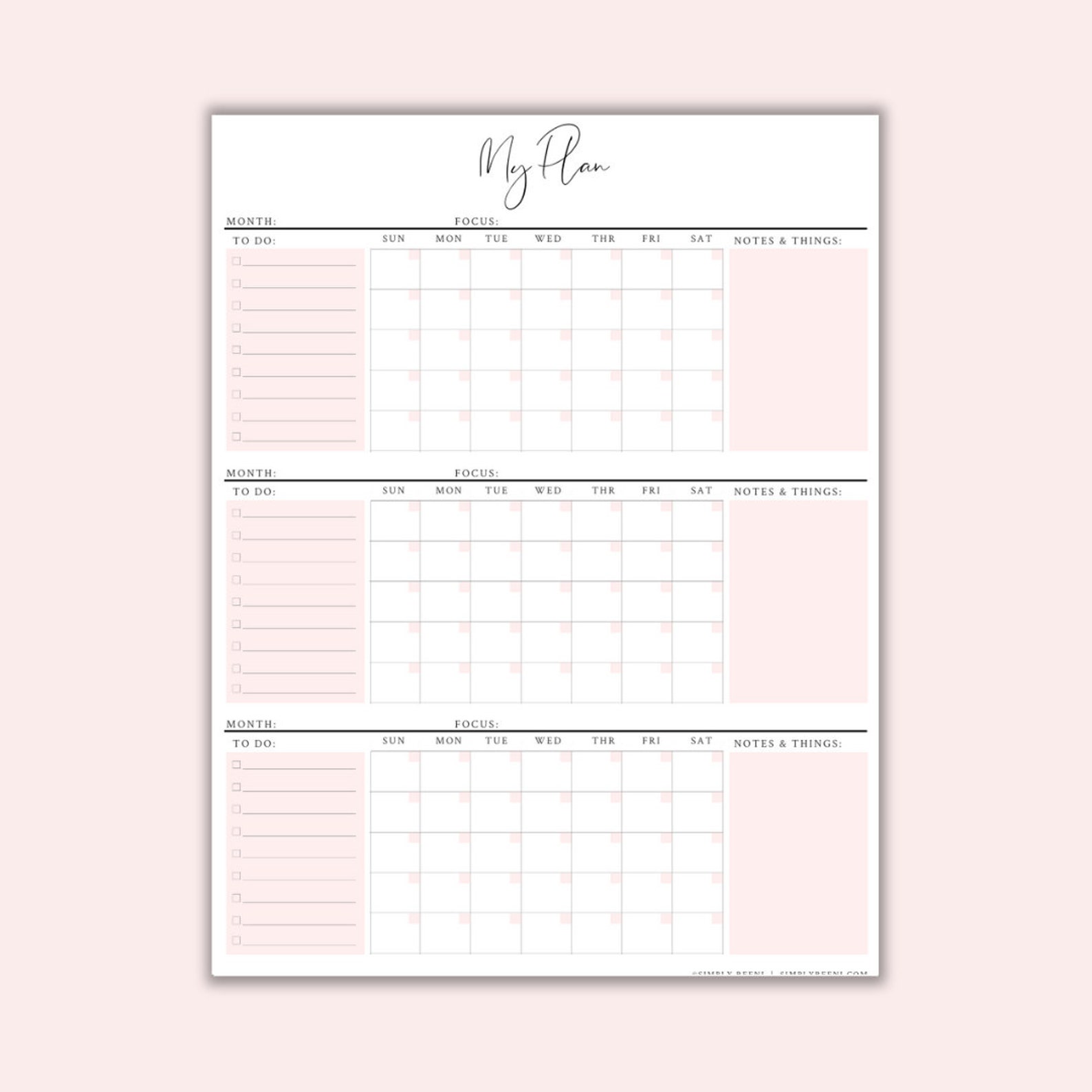 3 Month Calendar 3 Month Printable Calendar 90 Day Plan Etsy