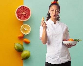 Woman Chef Coat, Chef Jacket, Chef Shirt, Restaurant, Hotel, Kitchen, Bistro, Pub, Short Sleeved Chef Jacket, Chef Uniform, chef gift