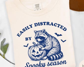 Raccoon Halloween Shirt, Comfort Colors Funny Raccoon Lover Shirt, Fall Lover Gift, Spooky Season Tee, Cute Fall Shirt, Halloween GraphicTee