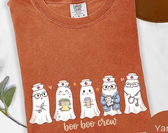 Halloween Nurse Shirt, Comfort Colors Pediatric Nurse Gift, Ghost Medical Staff Gift, Spooky ER Nurse Apparel, Fall Medical Work T-Shirts