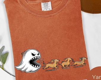 Halloween Dachshunds Shirt, Comfort Colors Spooky Season Halloween T-shirt, Ghost Weiner Dog Shirt, Fall TShirt Vintage, Lover Fall Gift
