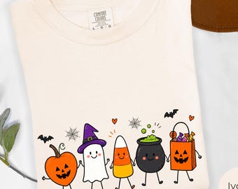 Cute Halloween Shirt, Comfort Colors Spooky Season Halloween T-shirt, Womens Halloween Doodle Shirt, Spooky Party Tee, trick-o-treat Tee