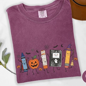Halloween Teacher Shirt, Comfort Colors Funny Teacher Life Shirt, Back To School Gift, Preschool Teacher School Supplies T-shirt, Spooky Tee image 13