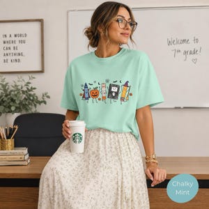Halloween Teacher Shirt, Comfort Colors Funny Teacher Life Shirt, Back To School Gift, Preschool Teacher School Supplies T-shirt, Spooky Tee image 15