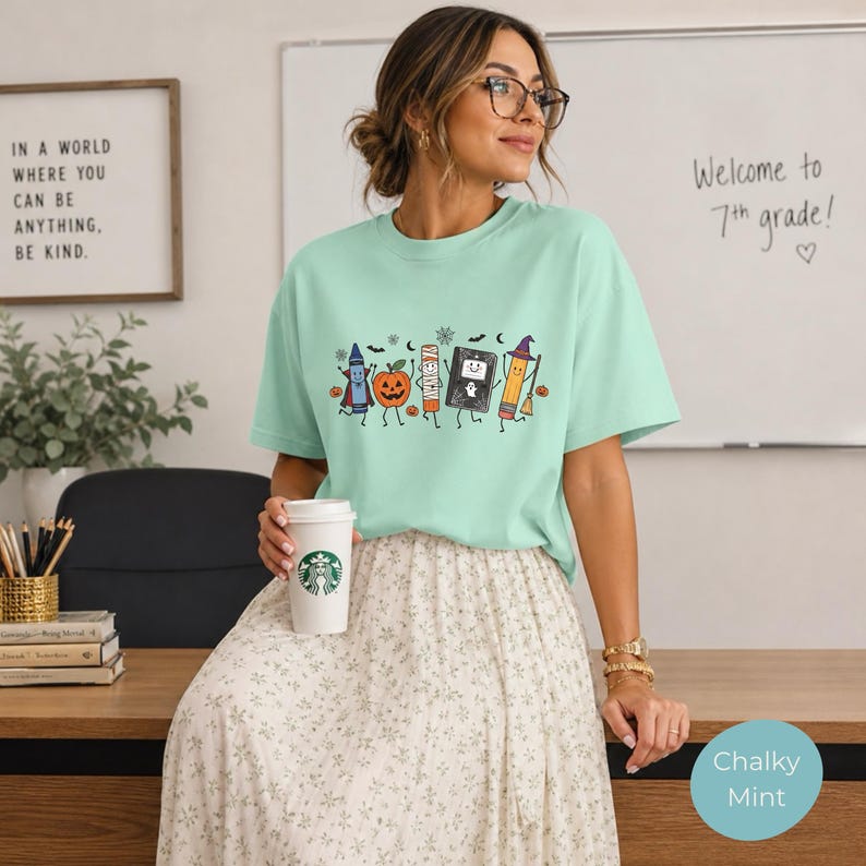 Halloween Teacher Shirt, Comfort Colors Funny Teacher Life Shirt, Back To School Gift, Preschool Teacher School Supplies T-shirt, Spooky Tee image 15