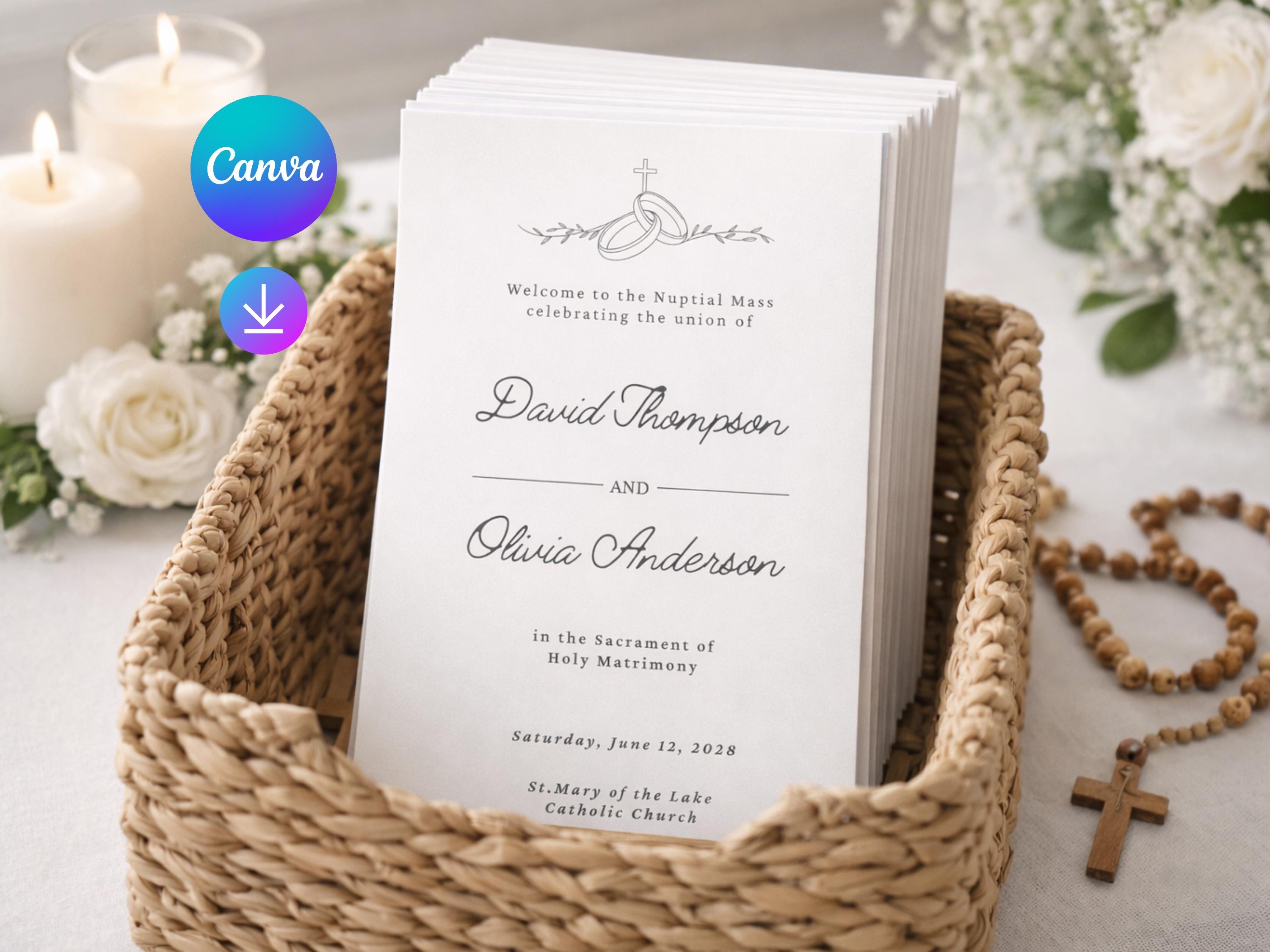 Catholic Wedding Program Template, Folded Mass Ceremony Program ...