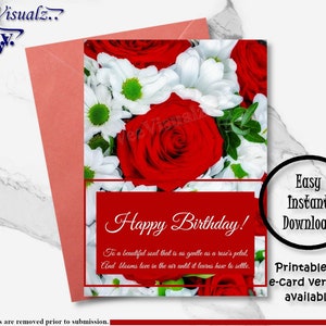 Carte d'anniversaire|Carte imprimable|Belle carte|Carte d'anniversaire pour un ami, une famille|Cadeau d'anniversaire|Carte significative|Téléchargement numérique|E-carte|FlowerCard