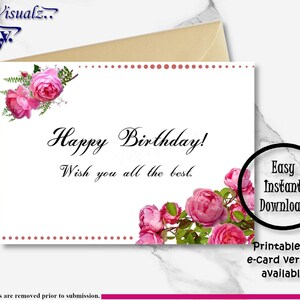 Carte d'anniversaire|Carte imprimable|Carte d'anniversaire pour ami, famille|Cadeau d'anniversaire|Carte significative|Téléchargement numérique|Belle carte|E-carte|FlowerCard