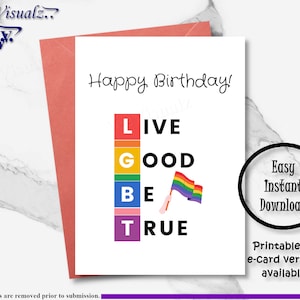 Carte d'anniversaire de fierté, carte imprimable, carte de fierté, carte LGBT, carte électronique, gay, lesbienne, cadeau de fierté, carte de joyeux anniversaire, mois de la fierté, carte d'anniversaire