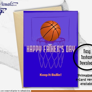Tarjeta del Día del Padre, Tarjeta imprimible, Jugador de baloncesto, Tarjeta electrónica, Tarjeta de aficionado al baloncesto, Tarjeta de baloncesto, Regalo del Día del Padre, Tarjeta de aficionado al deporte, Padre