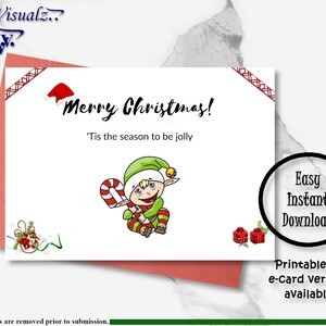 Cartolina di Natale, Cartolina stampabile, Cartolina elfo, Carina, Stagione festiva, Cartolina di buon Natale, Cartolina natalizia, Cartolina di Natale, Cartolina elettronica, Buon Natale