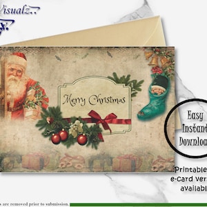 Vintage Christmas Card, Printable Card, Holiday Card, Happy Holiday, X-mas, E-Card, Merry Christmas, Holiday Season, Merry Christmas Card