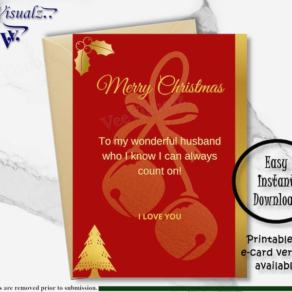Christmas Card Husband, Printable Card, Christmas Card for Husband, Christmas Gift, Christmas ECard, Christmas Gift Husband,Gift for Husband