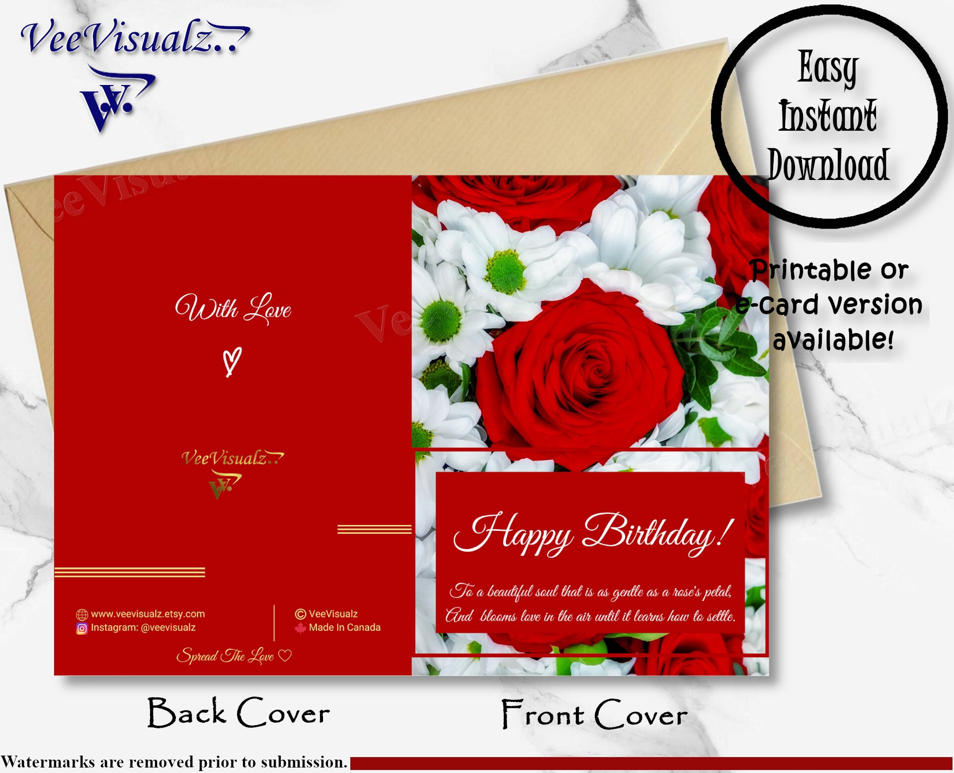 Birthday Card|Printable Card|Birthday Card for Friend,Family|Beautiful Card|E-card|Birthday Gift|Meaningful Card|Digital Download|FlowerCard