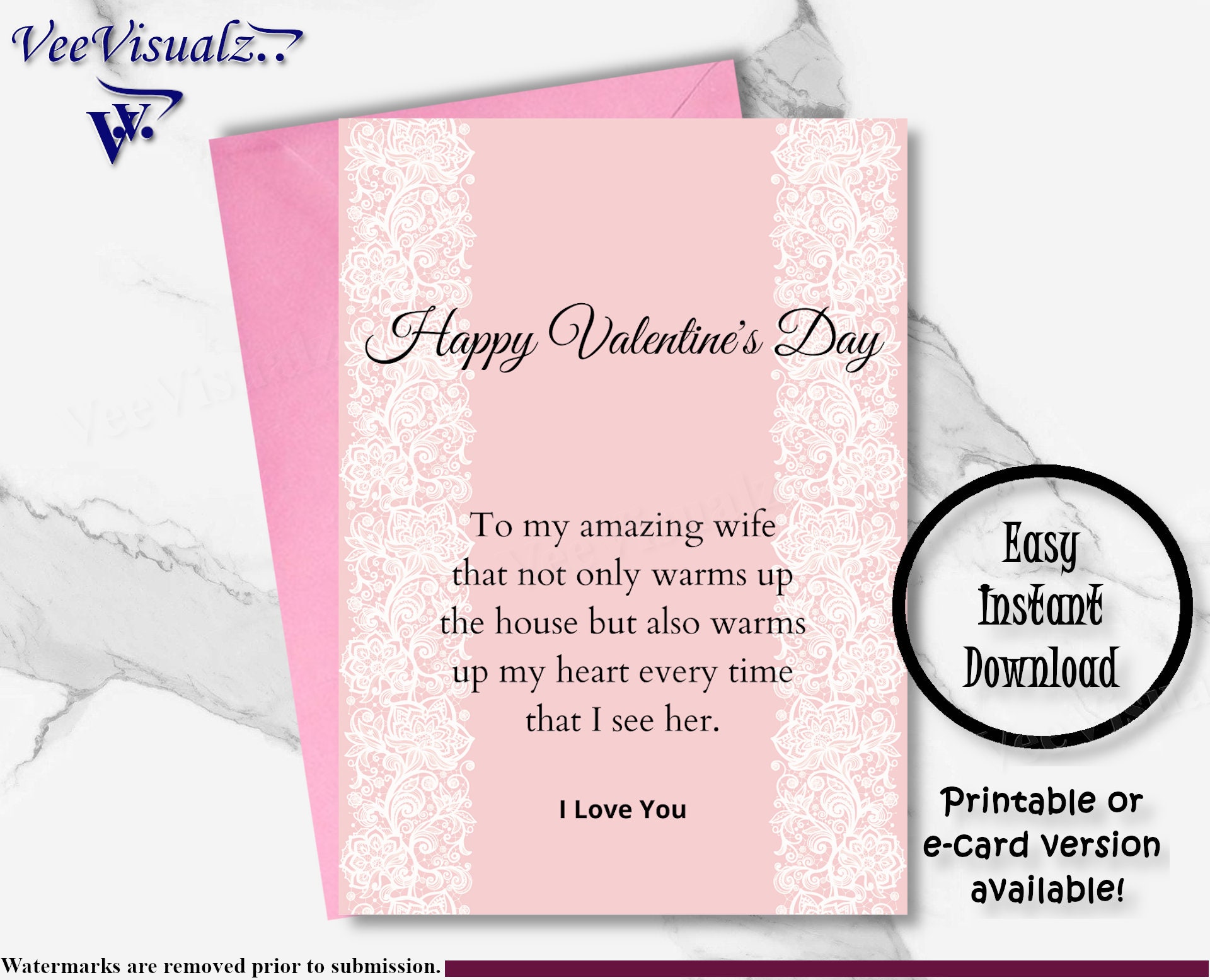 Wife Valentines Card Printable Card Valentine Gift ECard Etsy