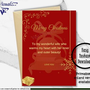 Cartão de Natal para esposa, cartão de Natal para esposa, cartão para impressão, presentes de Natal, cartão de feliz Natal, presente para esposa, presente de Natal para esposa, cartão eletrônico