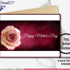 Mothers Day Card, Mothers Day Gift, Printable Card, Floral Card , Happy Mother&#39;s Day Card, Gift For Mom, E-Card, Card For Mom, Card For Wife