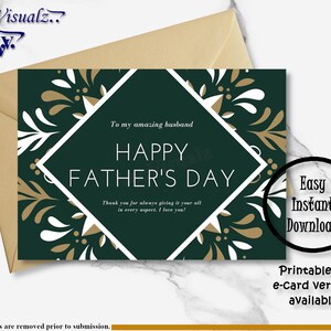 Tarjeta del Día del Padre, Tarjeta de esposa a marido, Tarjeta significativa, Tarjeta electrónica, Tarjeta personalizada, Tarjeta imprimible, Tarjeta especial, Tarjeta de felicitación, Descarga digital,