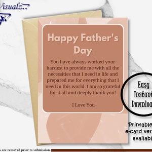 Tarjeta del Día del Padre, Tarjeta imprimible, Tarjeta significativa, Tarjeta electrónica, Tarjeta hermosa, Tarjeta del Día del Padre agradecido, Regalo del Día del Padre, Tarjeta del Día del Padre, Papá