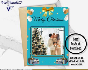 Family Portrait Christmas Card, Printable Card, Own Picture, Custom Card, Holiday Card, Merry Christmas Card, E-Card, Christmas Card,Holiday