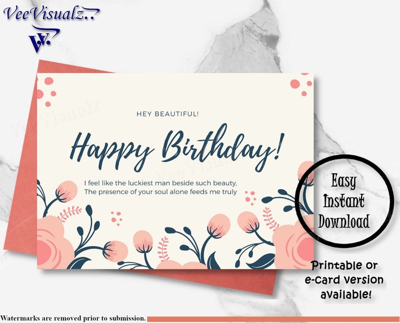 Birthday Card|Printable Card|Birthday Card for Friend,Family|Beautiful Card|E-card|Birthday Gift|Meaningful Card|Digital Download|FlowerCard