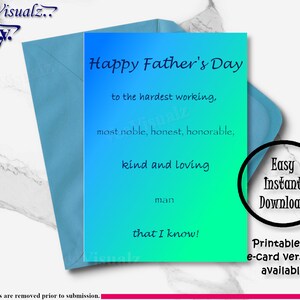 Tarjeta del Día del Padre, Tarjeta significativa, Descarga digital, Tarjeta hermosa, Tarjeta electrónica, Tarjeta personalizada, Tarjeta imprimible, Tarjeta de felicitación, Tarjeta FD digital