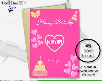 BFF Birthday Card, Birthday Card for Best Friend, Birthday Card, Birthday Gift, Birthday Gift for Friend, Best Friend Birthday Card,Birthday