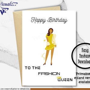 Fashion verjaardagskaart, afdrukbare kaart, verjaardagskaart Fashionista, verjaardagscadeau, Fashionista verjaardagskaart, Fashion Card, verjaardagskaart, Ecard