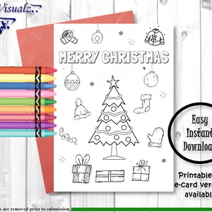 Christmas Coloring Card, Printable Card, Coloring Card, Merry Christmas Card, Holiday Card,  Christmas Card, Kid&#39;s Card, Merry Christmas