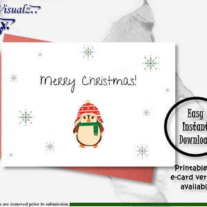 Cartolina di Natale, cartolina stampabile, cartolina pinguino, cartolina carina, buon Natale, pinguino, cartolina elettronica, cartolina di Natale, cartolina simpatico pinguino, buon Natale