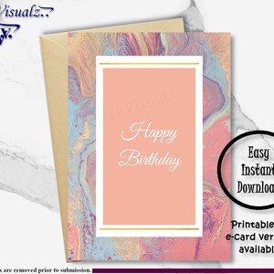 Verjaardagskaart, afdrukbare kaart, betekenisvolle kaart, moderne verjaardagskaart, E-Card, Happy Birthday Card, mooie kaart, verjaardagscadeau, marmer