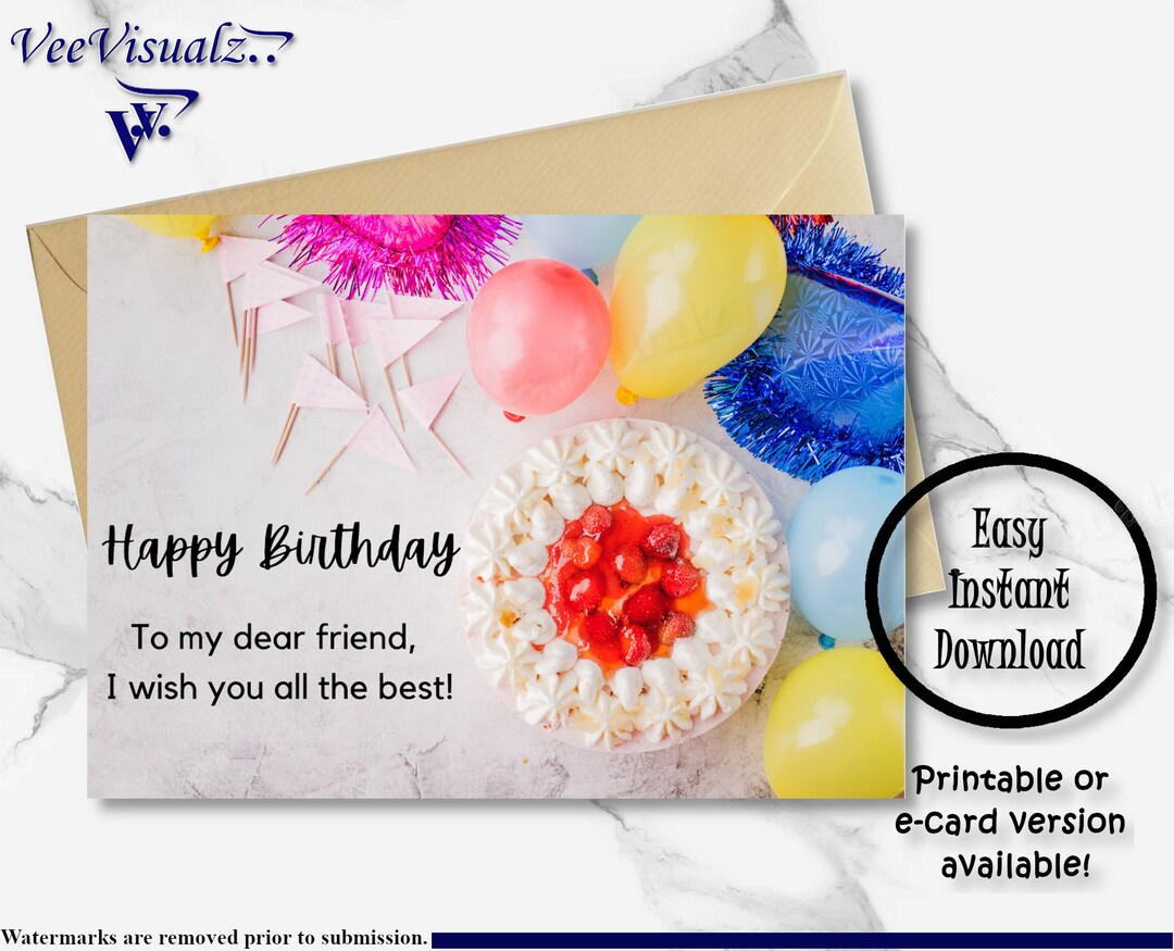 Birthday Card Friend, Printable Card, Friend Birthday Card, Happy ...