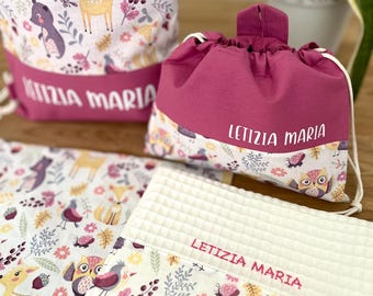Set Asilo - Sacca cambio personalizzata - Zainetto asilo - Tovaglietta asilo e scuola - Asciugamano bambini - Bavaglino - Sacca portagiochi