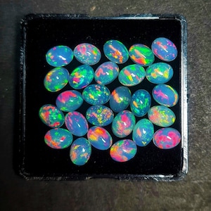 6X8 MM Oval 5 Pcs Opal Cabochon, AAA Multi Fire Opal Gemstone Cabochon,Natural Ethiopian Opal Loose Stone, Calibrated Opal Cabs For Jewelry.