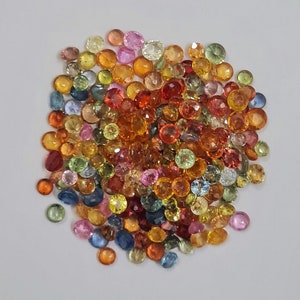 25 Pcs 2-3.5 MM Round Cut Multi Sapphire, Multi Sapphire Loose Stone, Natural Multi Sapphire 3 Carats Lot, Fancy Sapphire Round Cut Stone.