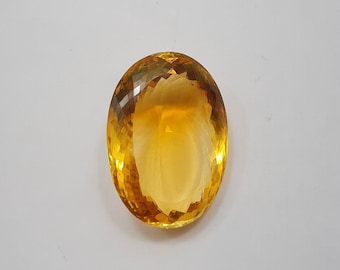 Piedra de corte de citrino ovalado de 30 * 42 mm, piedra preciosa de citrino certificada natural, piedra suelta de citrino facetada de alta calidad de 133,05 cts para la fabricación de joyas.