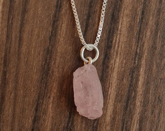 Raw Morganite Necklace 925 Sterling Silver, Raw Morganite, Natural Raw Morganite Pendant, Gift For Mother, Gift For Her.