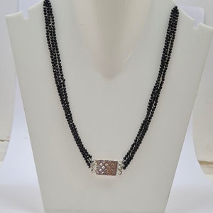 Black Spinel Faceted Gemstone Beads Necklace.2 to 2.5 MM Round Faceted Bead Necklace.AAA Quality Gemstone Necklace Handmade Stone Neckalce.